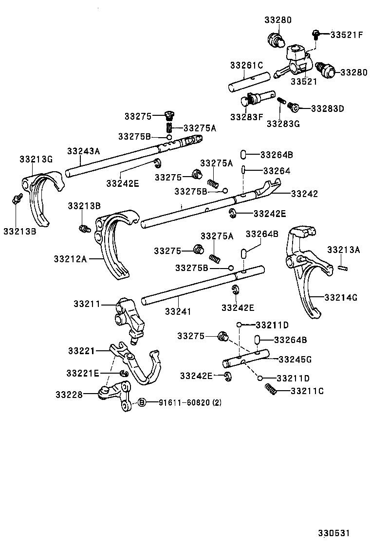 33261-35130 SHAFT, SHIFT & SELECT LEVER product image