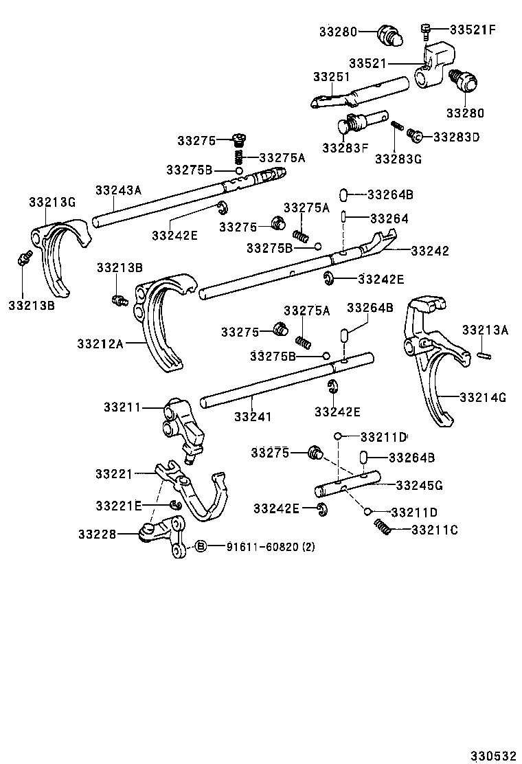 33261-35130 SHAFT, SHIFT & SELECT LEVER product image