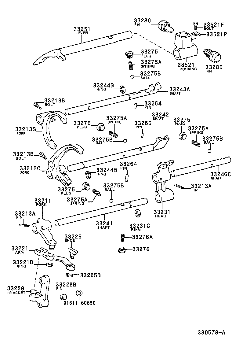 Toyota 33243-35060 SHAFT, GEAR SHIFT FORK, NO.2
