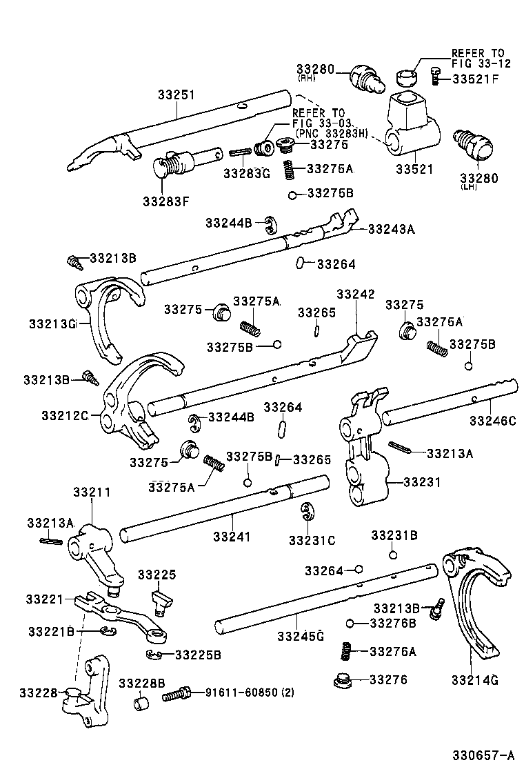 33243-60120 SHAFT, GEAR SHIFT FORK, NO.2 product image