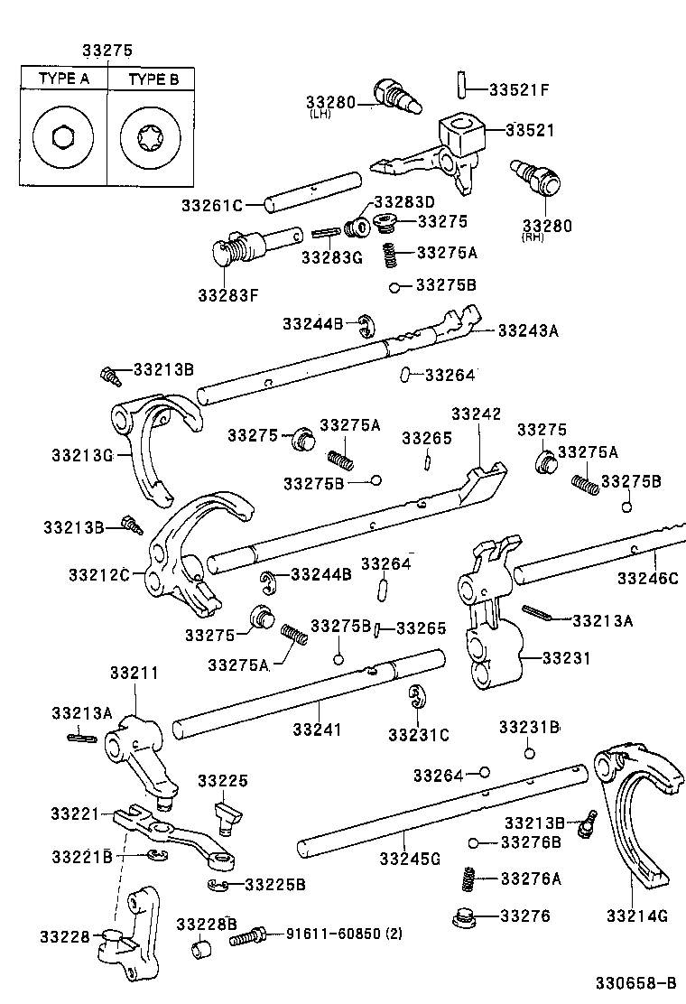 33245-04010 SHAFT, GEAR SHIFT FORK, NO.4 product image