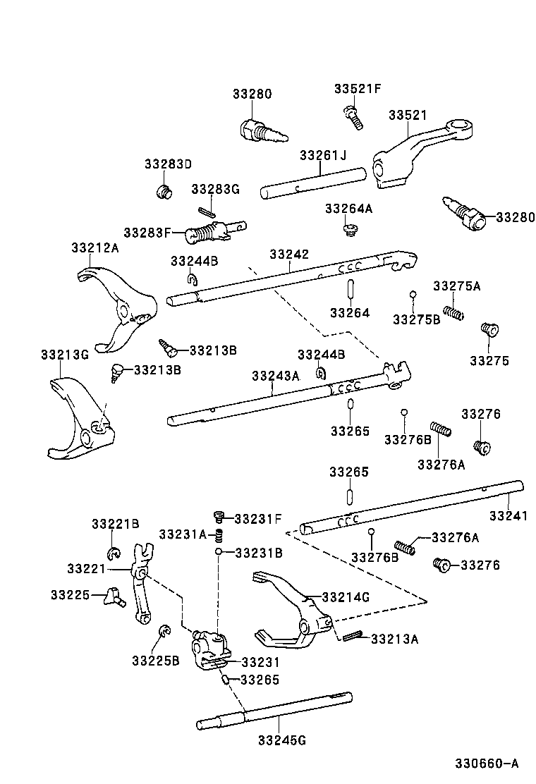 33245-04010 SHAFT, GEAR SHIFT FORK, NO.4 product image