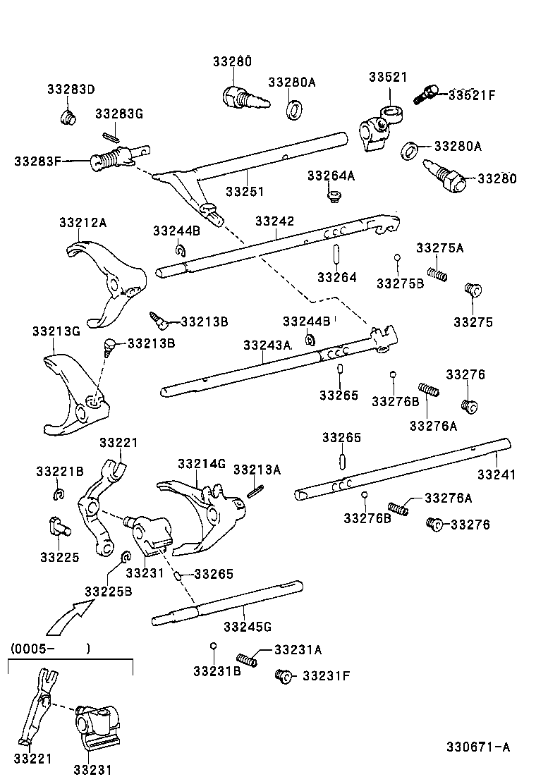 33245-04010 SHAFT, GEAR SHIFT FORK, NO.4 product image
