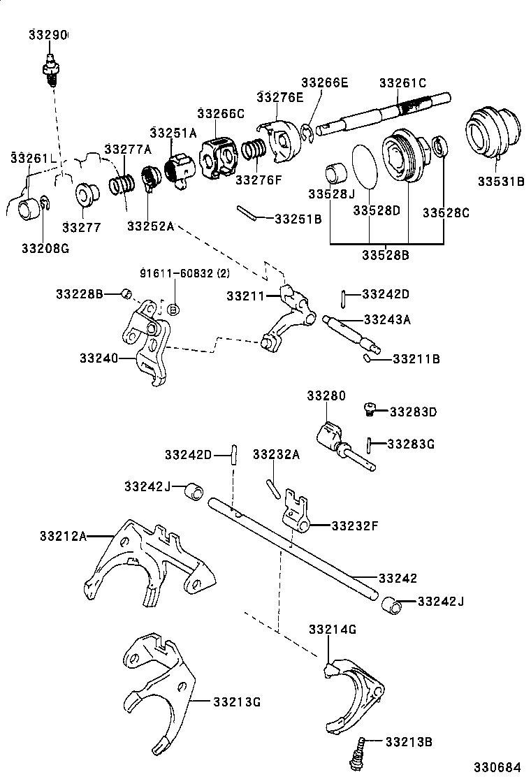 33251-20051 LEVER, SHIFT, INNER NO.1 product image