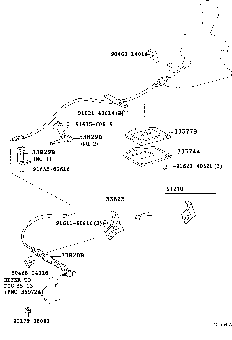 33829-21080 CLAMP, TRANSMISSION CONTROL CABLE product image