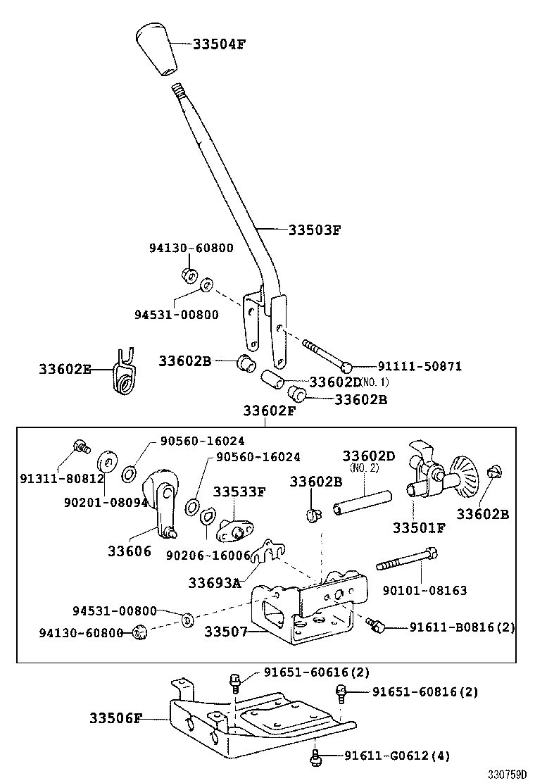 33530-36130 LEVER ASSY, SHIFT (FOR FLOOR SHIFT) product image
