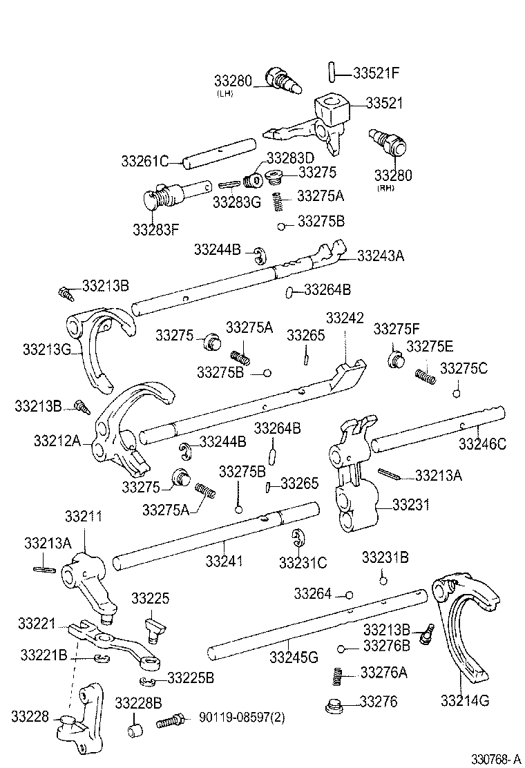 33261-26040 SHAFT, SHIFT & SELECT LEVER product image