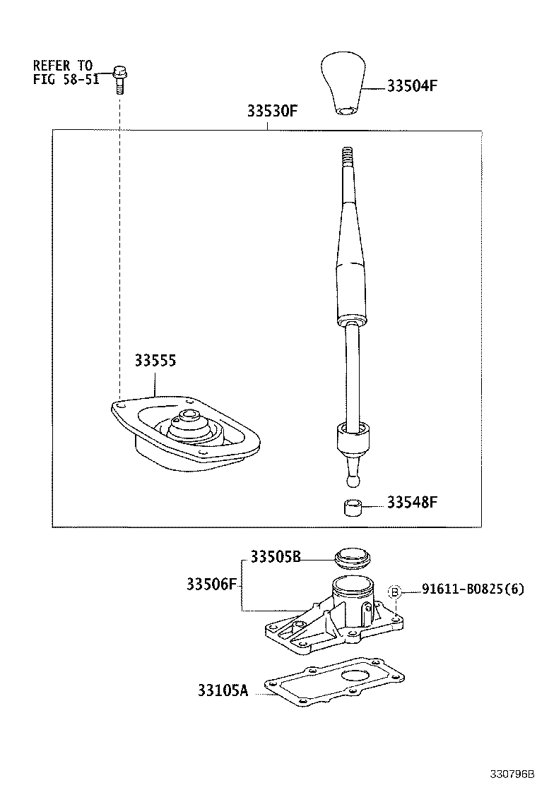 33530-60440 LEVER ASSY, SHIFT (FOR FLOOR SHIFT) product image
