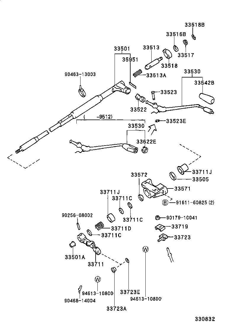 33501-30540 LEVER ASSY, SHIFT (FOR COLUMN SHIFT) product image