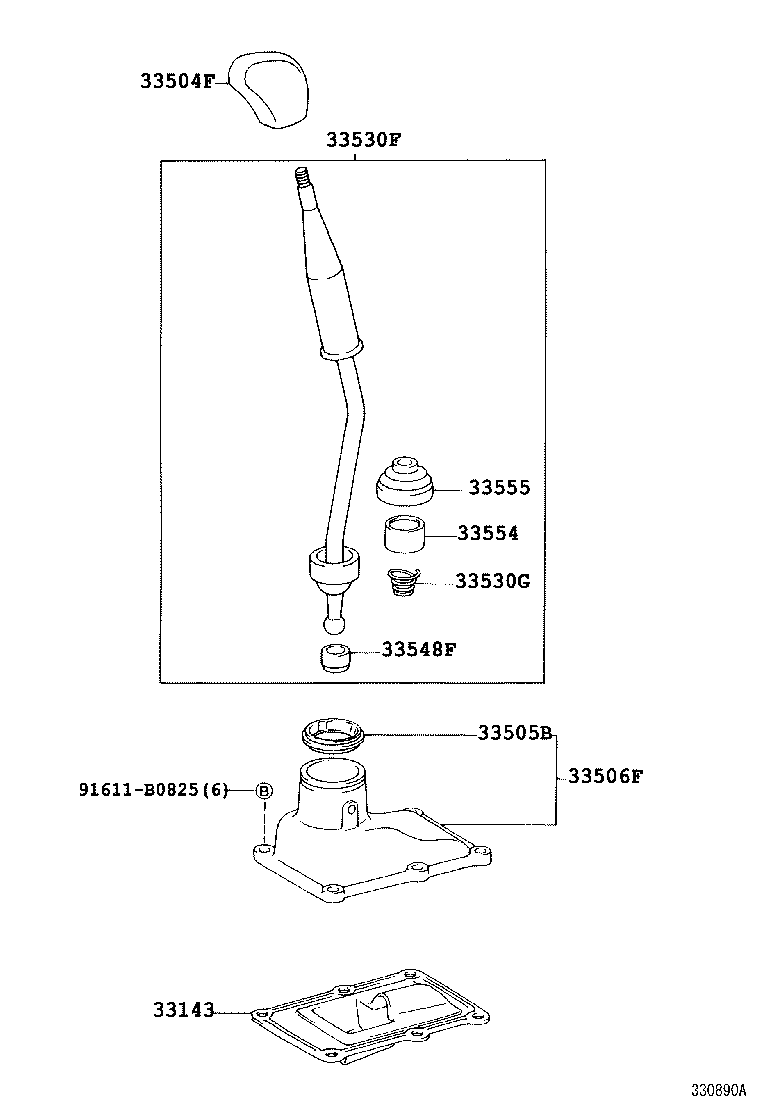 33530-26070 LEVER ASSY, SHIFT (FOR FLOOR SHIFT) product image