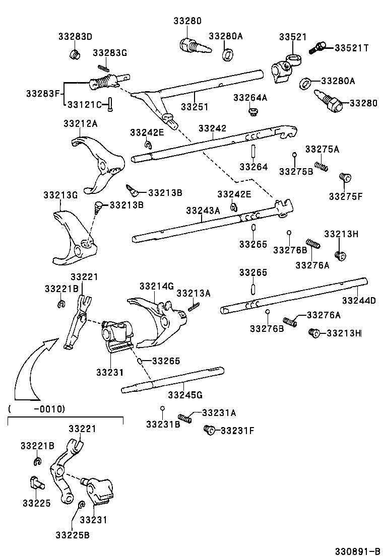 33261-26040 SHAFT, SHIFT & SELECT LEVER product image