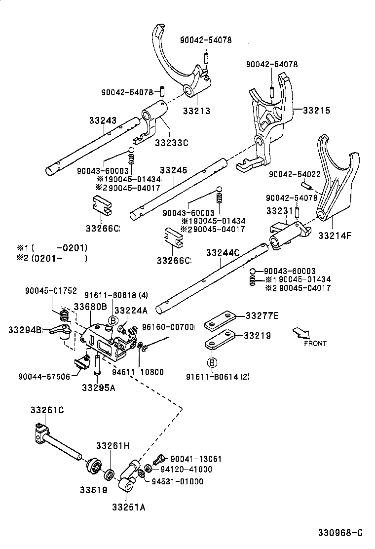 33250-97201 SHAFT, SHIFT & SELECT LEVER product image