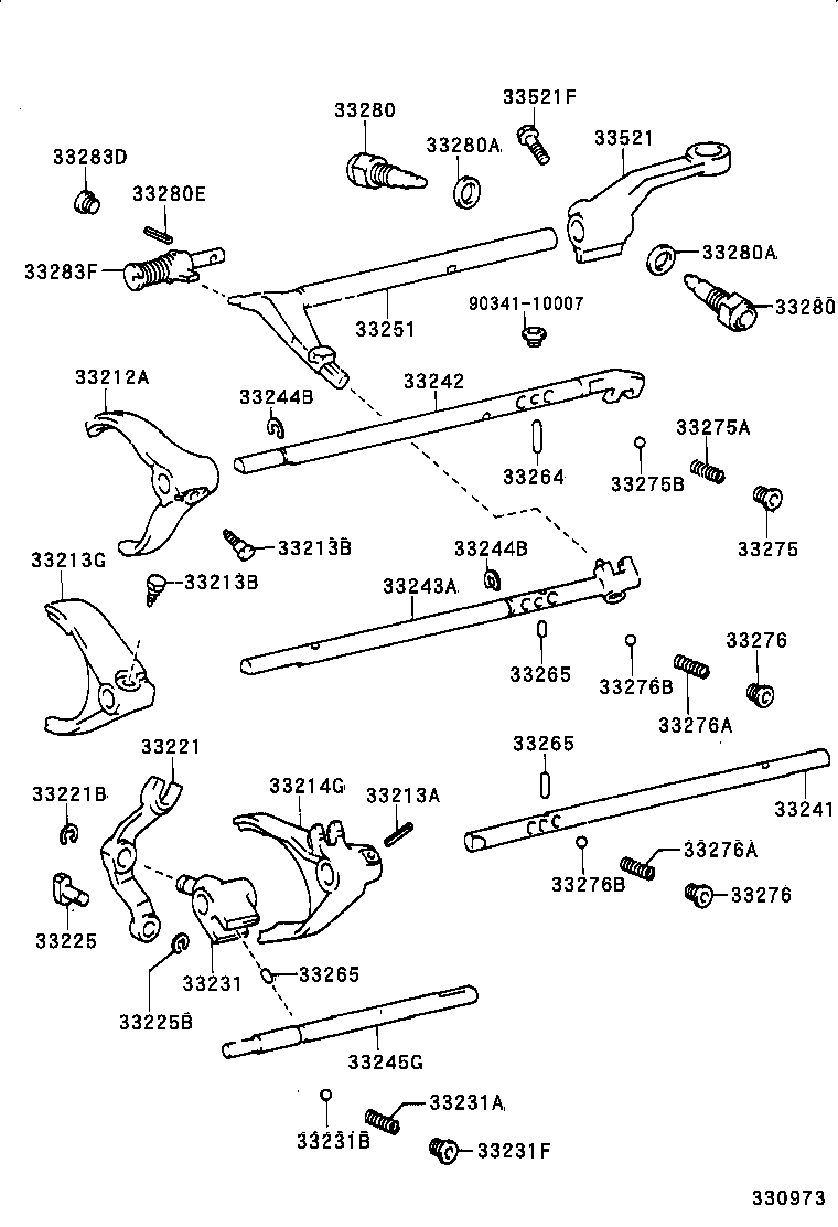 33243-30070 SHAFT, 3RD & 4TH SHIFT FORK product image