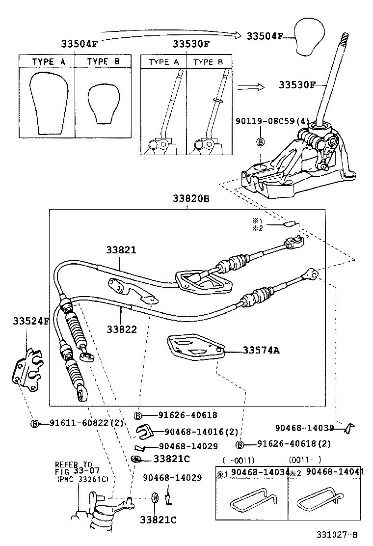33821-52051 CABLE TRANSMISSION CONTROL SHIFT (FOR FLOOR SHIFT) product image