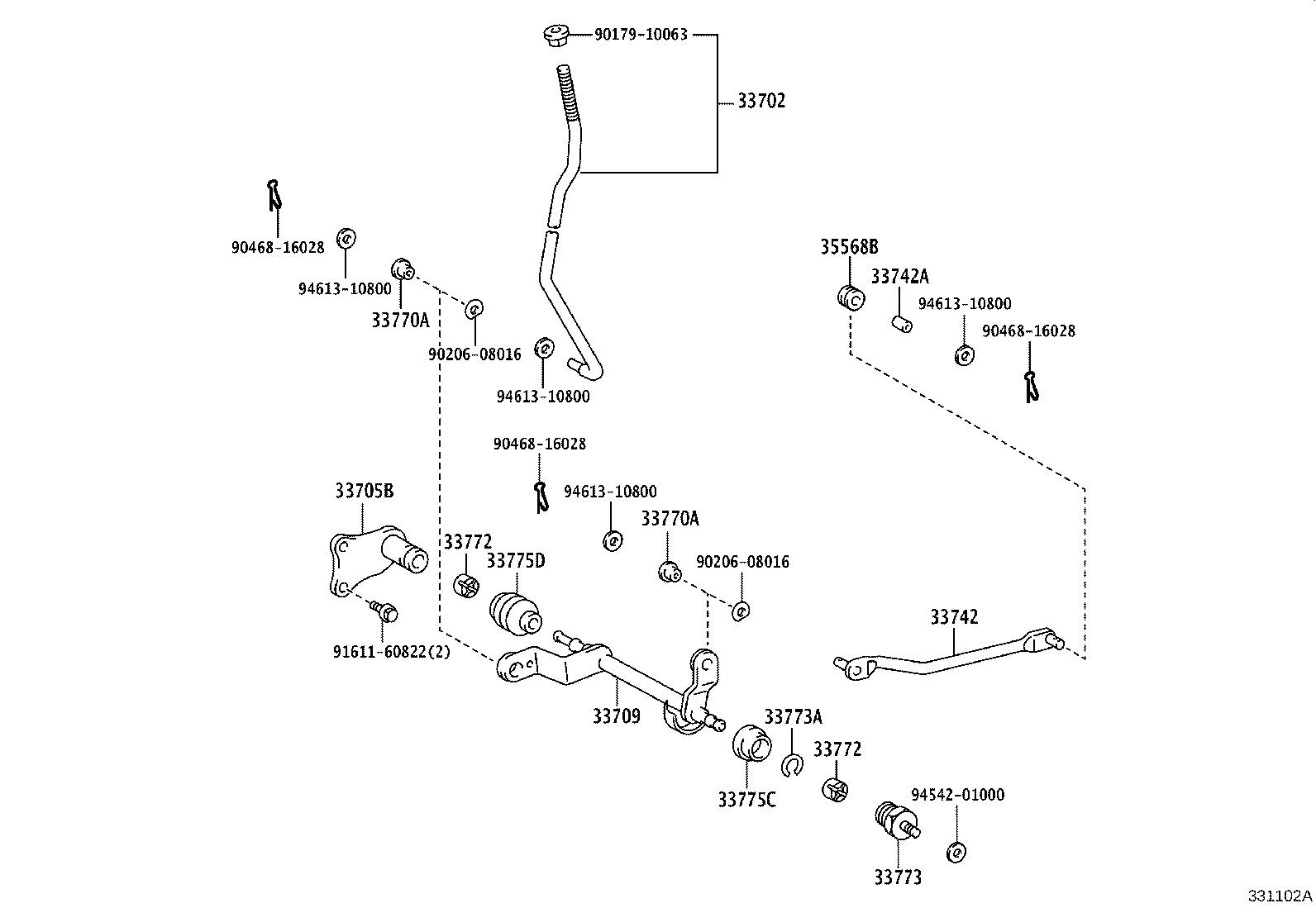 33507-43010 SUPPORT SUB-ASSY, CONTROL SHAFT (FOR COLUMN SHIFT) product image