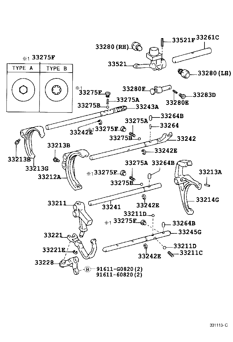 33261-60090 SHAFT, SHIFT & SELECT LEVER product image