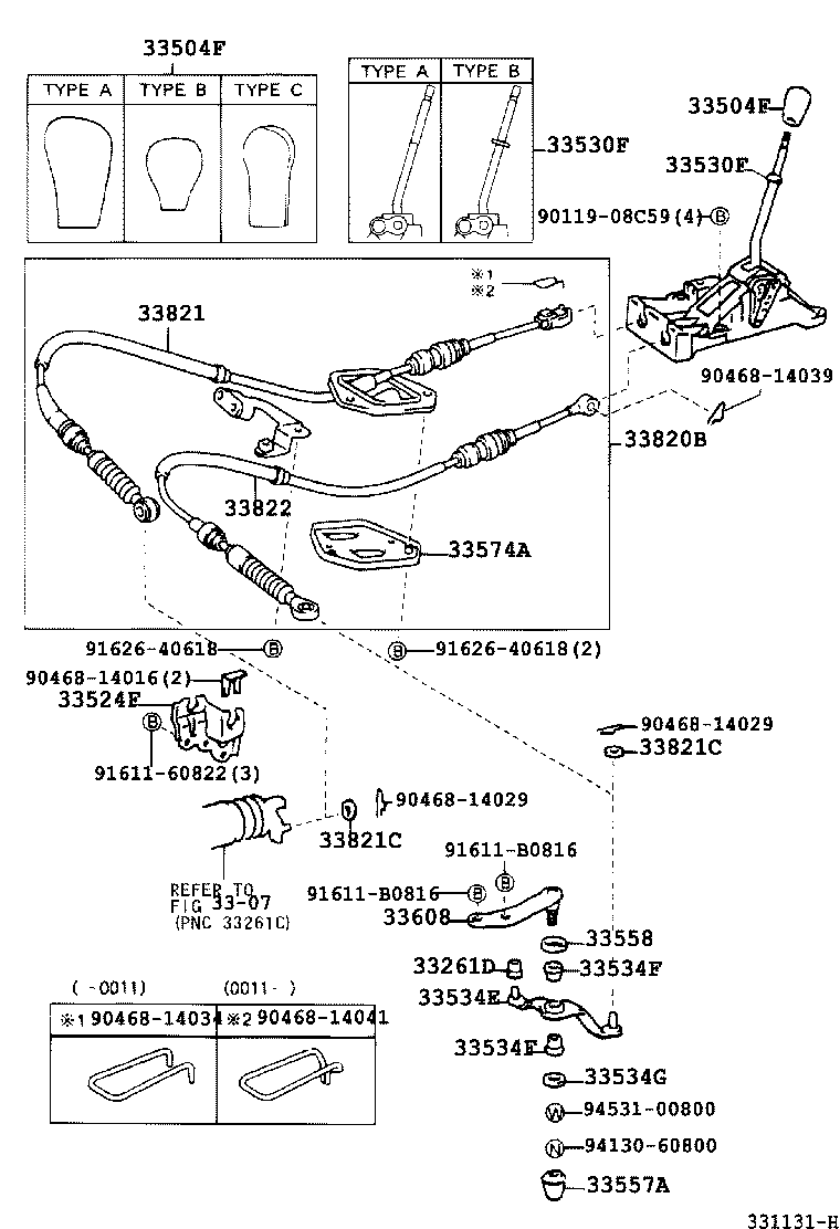 33821-52051 CABLE TRANSMISSION CONTROL SHIFT (FOR FLOOR SHIFT) product image