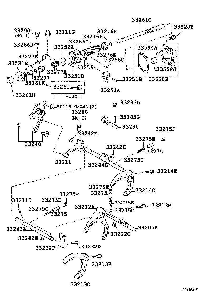 Toyota 33244-20050 SHAFT, GEAR SHIFT FORK, NO.3