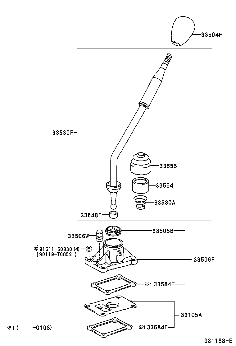 33530-38100 LEVER ASSY, SHIFT (FOR FLOOR SHIFT) product image