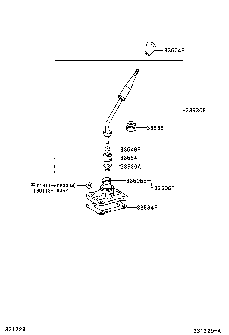 33530-38150 LEVER ASSY, SHIFT (FOR FLOOR SHIFT) product image