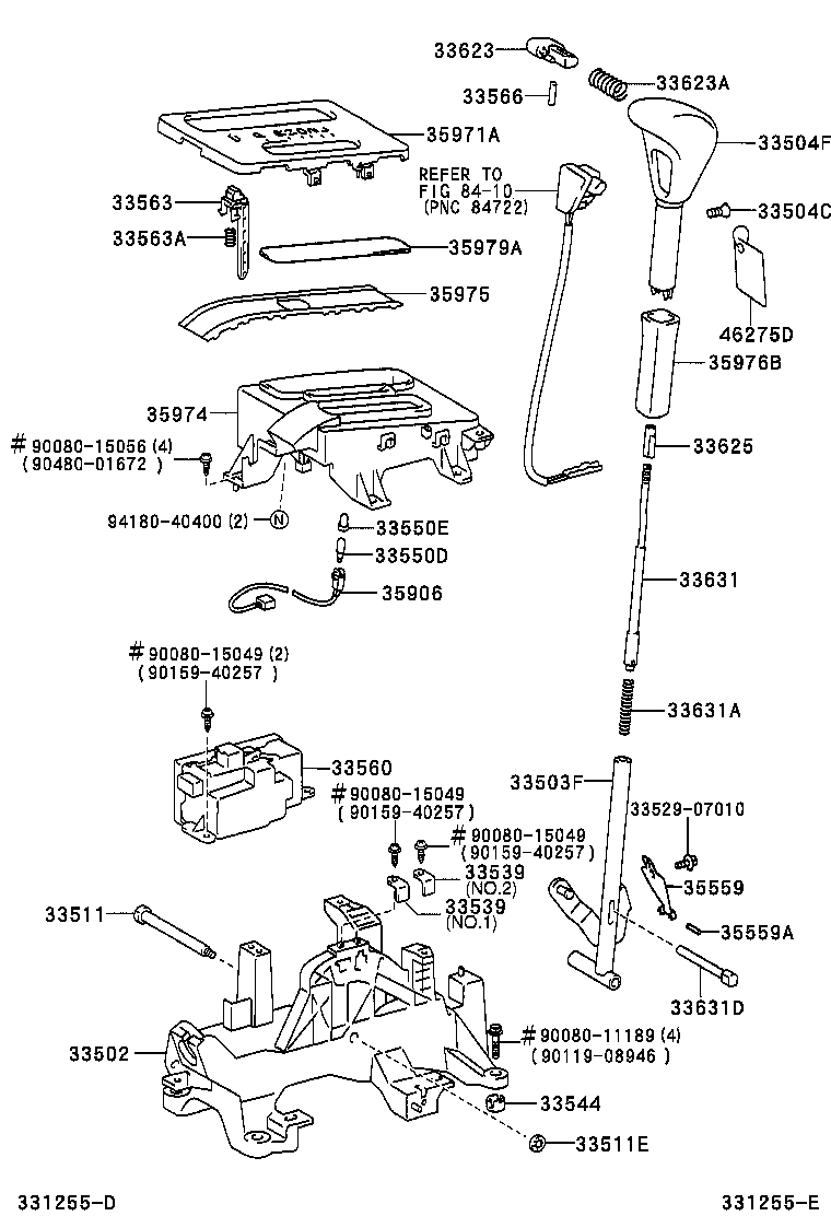 33503-07040 LEVER SUB-ASSY, SHIFT(FOR FLOOR SHIFT) product image