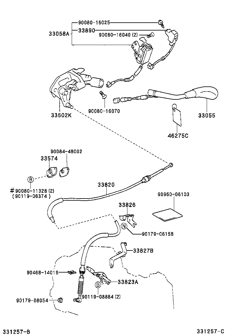33820-07080 CABLE ASSY, TRANSMISSION CONTROL (FOR COLUMN SHIFT) product image