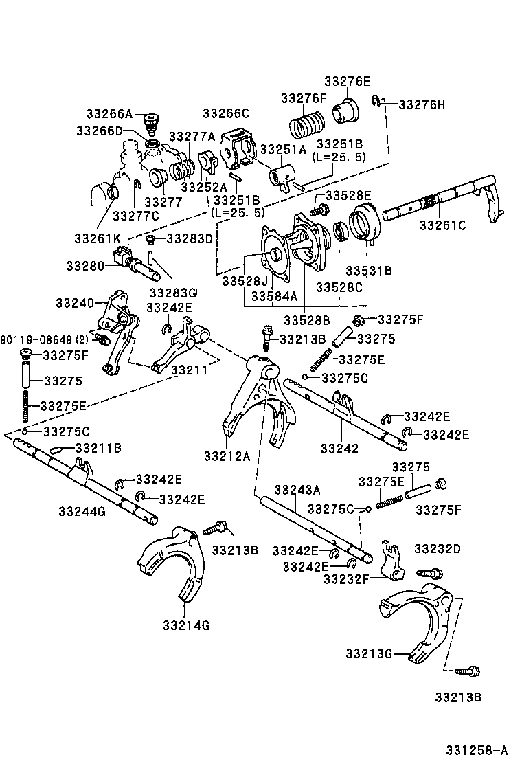 Toyota 33243-33011 SHAFT, GEAR SHIFT FORK, NO.2