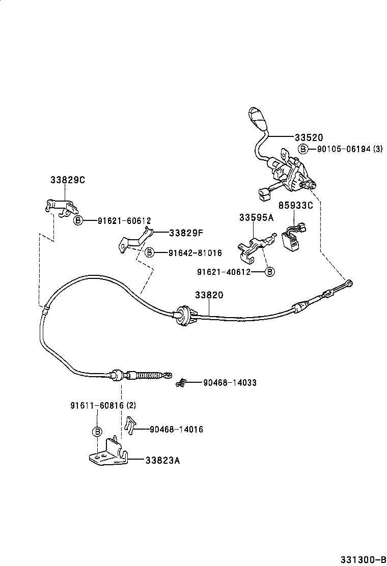 Toyota 33820-47020 CABLE ASSY, TRANSMISSION CONTROL (FOR COLUMN SHIFT)