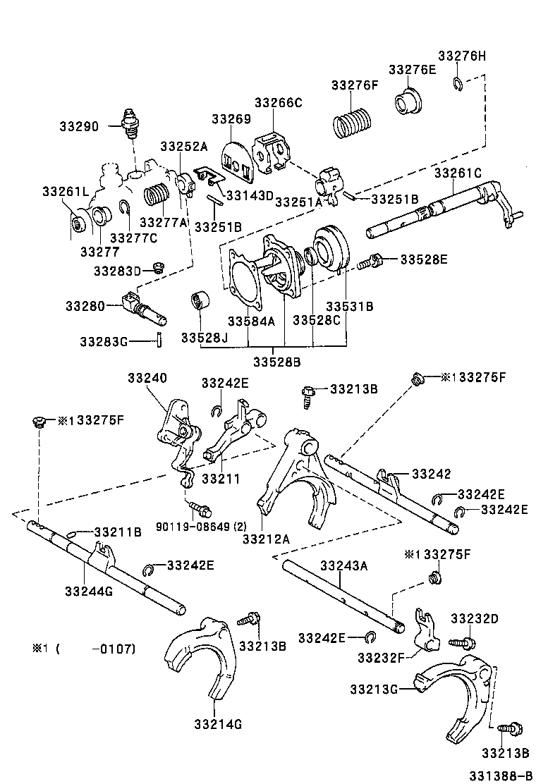 33205-12040 SHAFT SUB-ASSY, GEAR SHIFT FORK, NO.1 product image