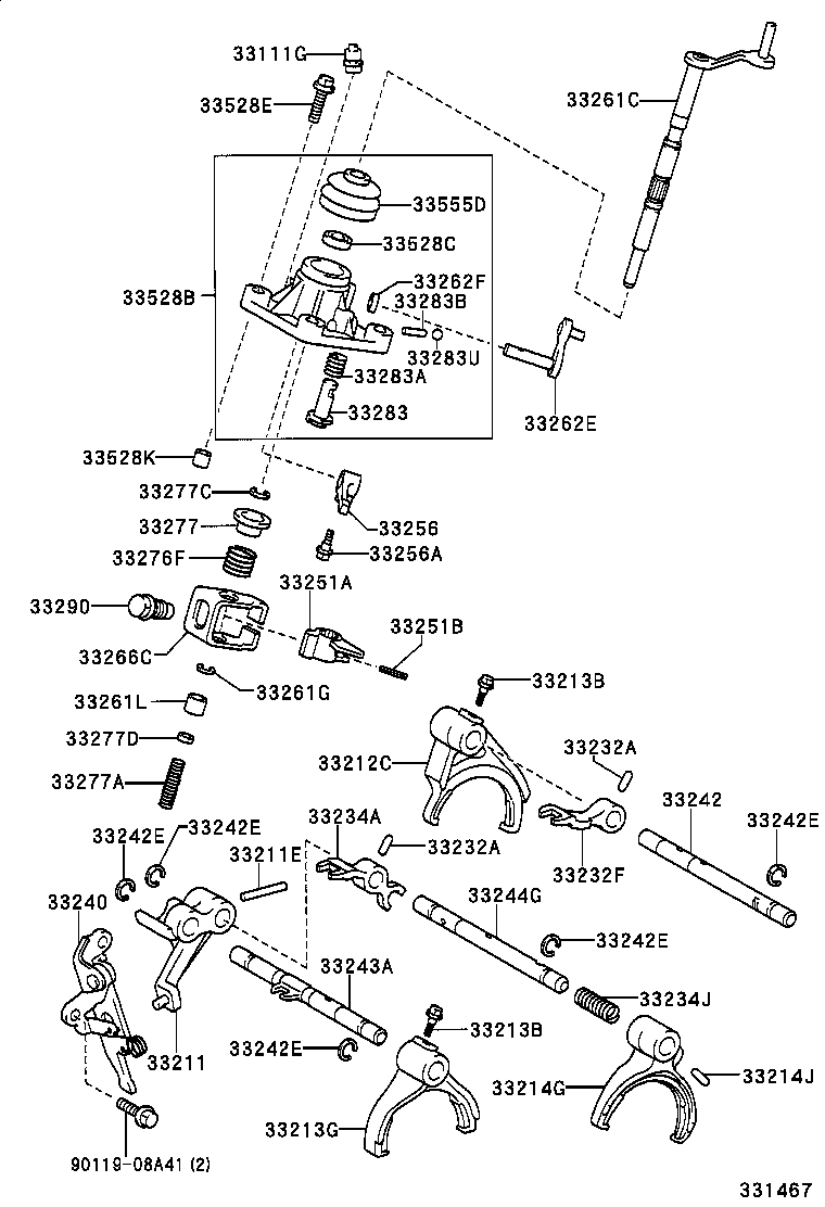 33243-52020 SHAFT, GEAR SHIFT FORK, NO.2 product image