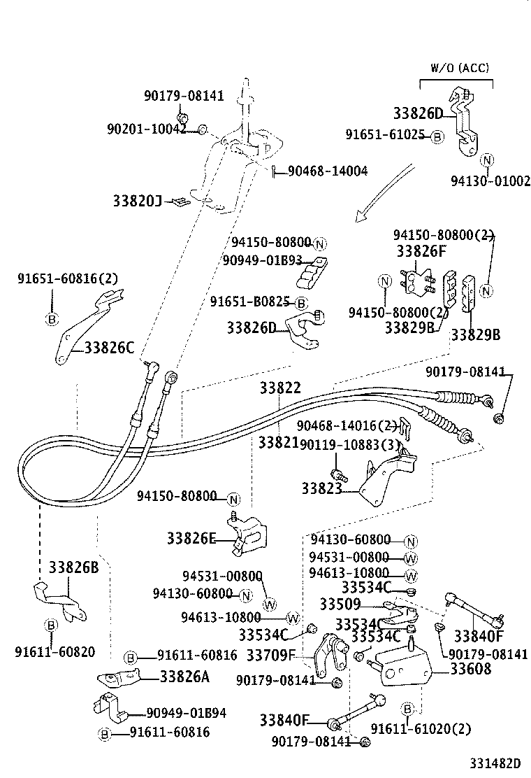 33608-37020 SUPPORT SUB-ASSY, SELECTING BELLCRANK product image
