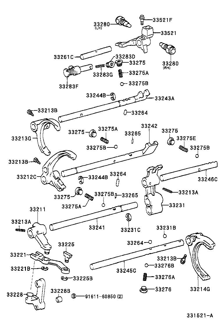 33261-35121 SHAFT, SHIFT & SELECT LEVER product image