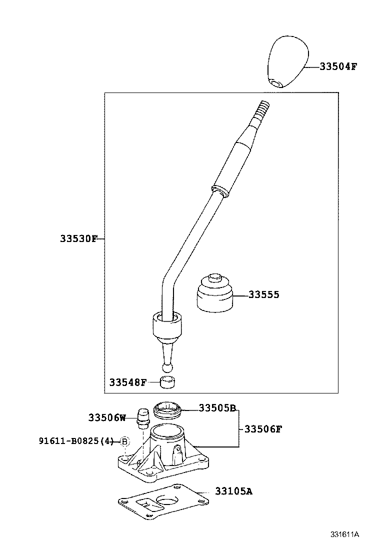 33055-35020 LEVER ASSY, SHIFT (FOR FLOOR SHIFT) product image