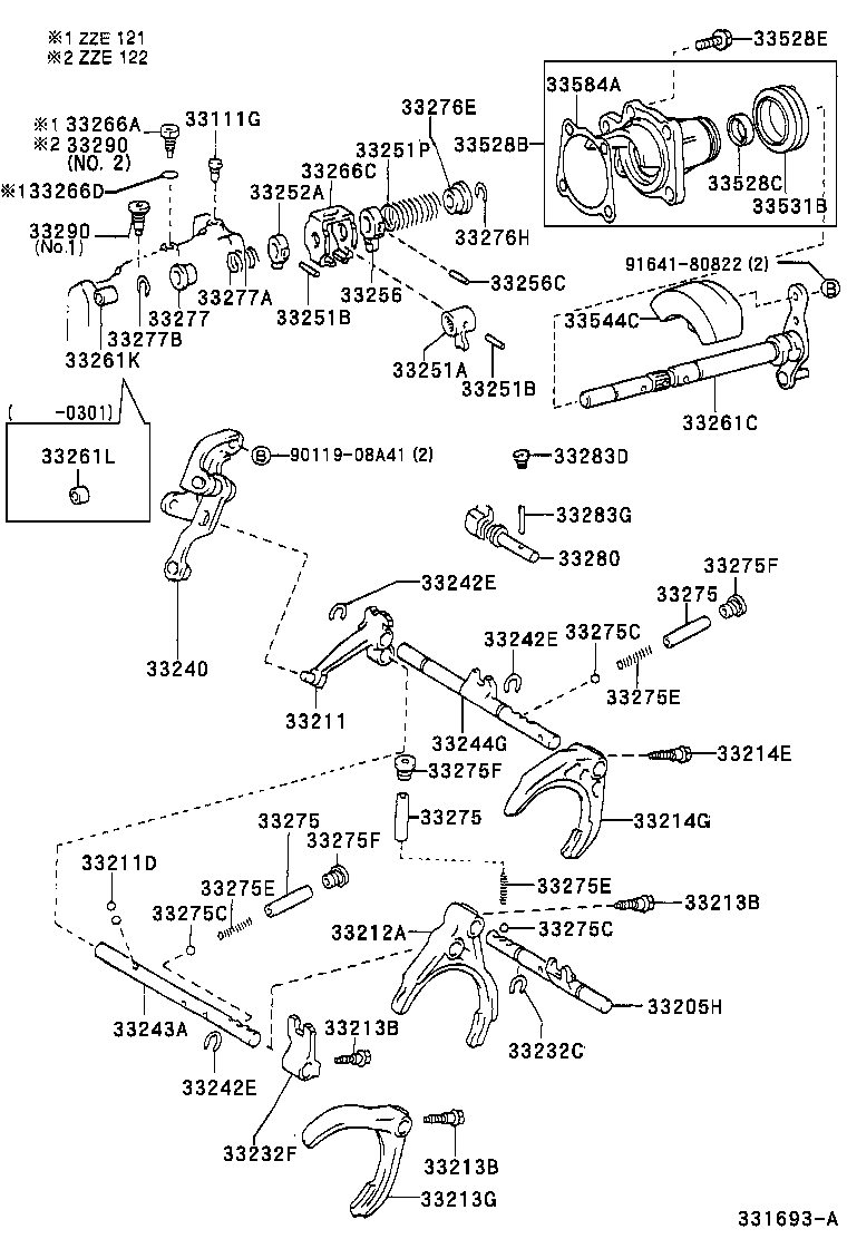 33261-12130 SHAFT, SHIFT & SELECT LEVER product image