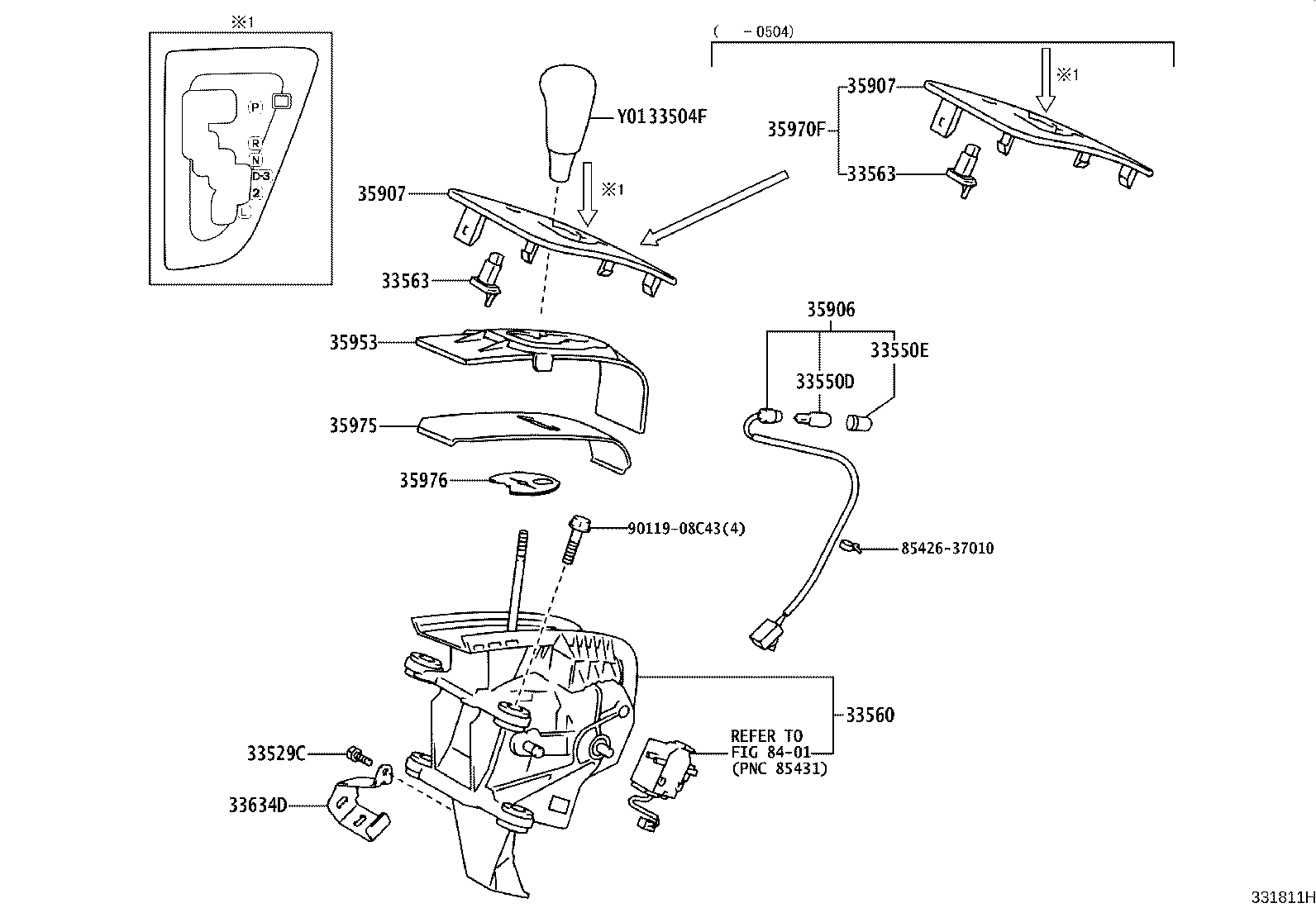 33504-58010-B2 KNOB SUB-ASSY, SHIFT LEVER product image