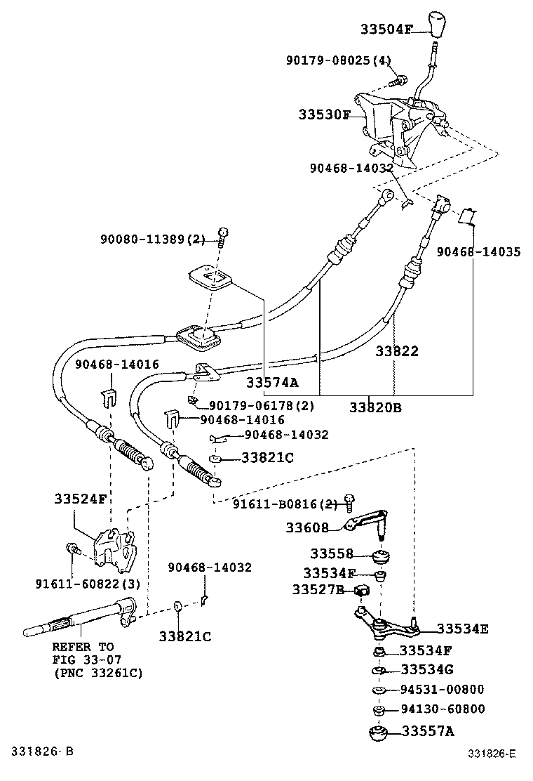 33822-01040 CABLE TRANSMISSION CONTROL SELECT (FOR FLOOR SHIFT) product image