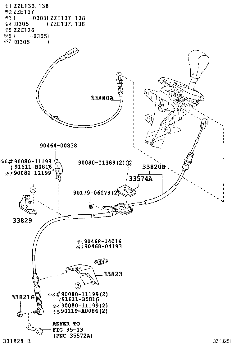 33822-01040 CABLE TRANSMISSION CONTROL SELECT (FOR FLOOR SHIFT) product image