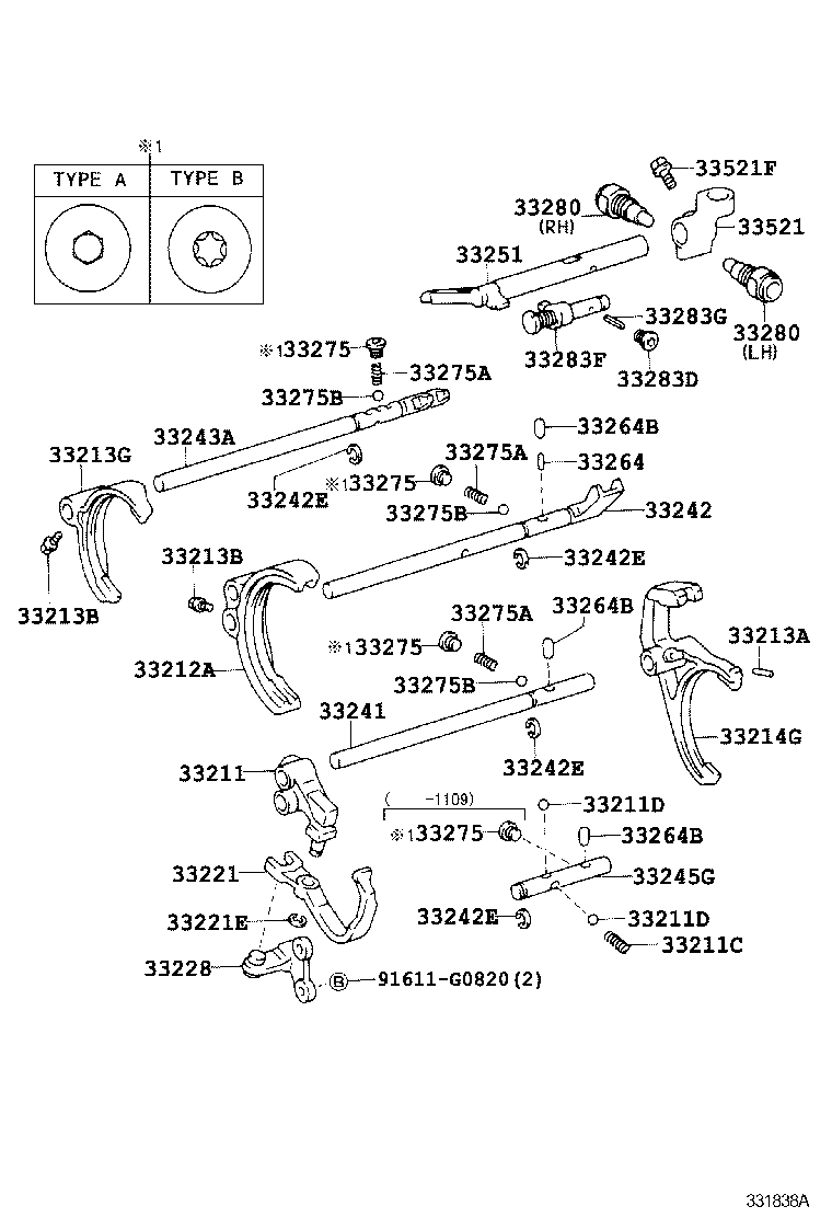 33261-26040 SHAFT, SHIFT & SELECT LEVER product image