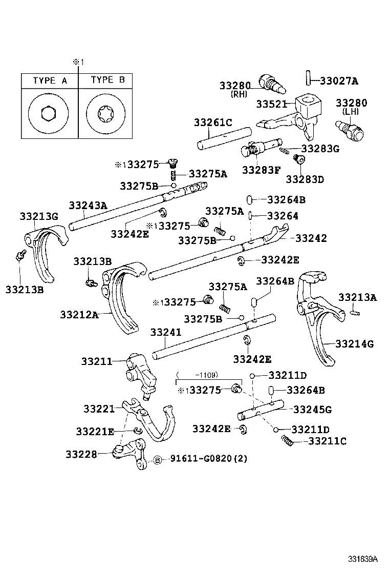 33261-26040 SHAFT, SHIFT & SELECT LEVER product image