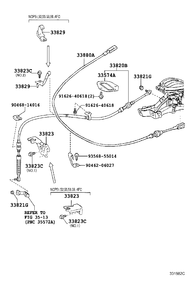 33880-52050 CABLE ASSY, PARKING LOCK (FOR FLOOR SHIFT) product image