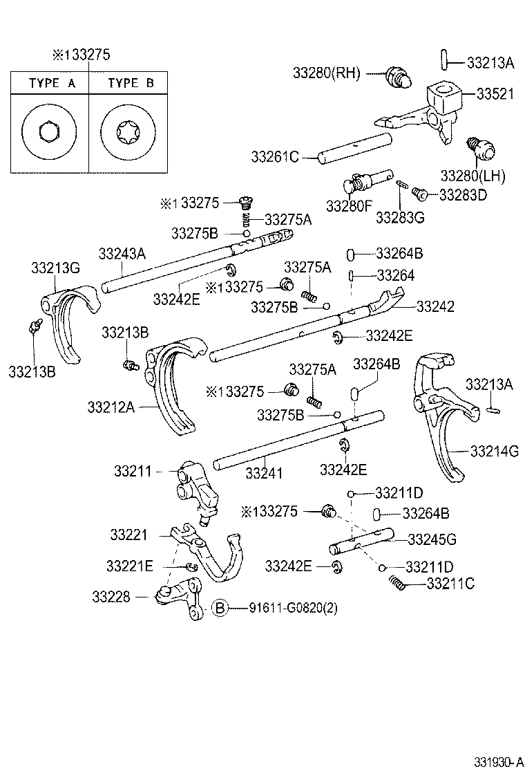 33242-35080 SHAFT, GEAR SHIFT FORK, NO.1 product image