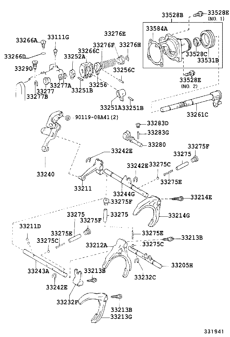 33261-12100 SHAFT, SHIFT & SELECT LEVER product image