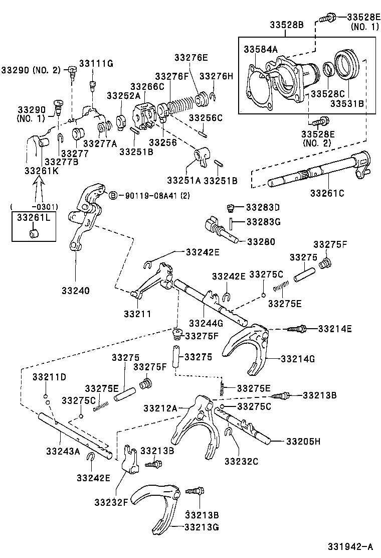 33261-12100 SHAFT, SHIFT & SELECT LEVER product image