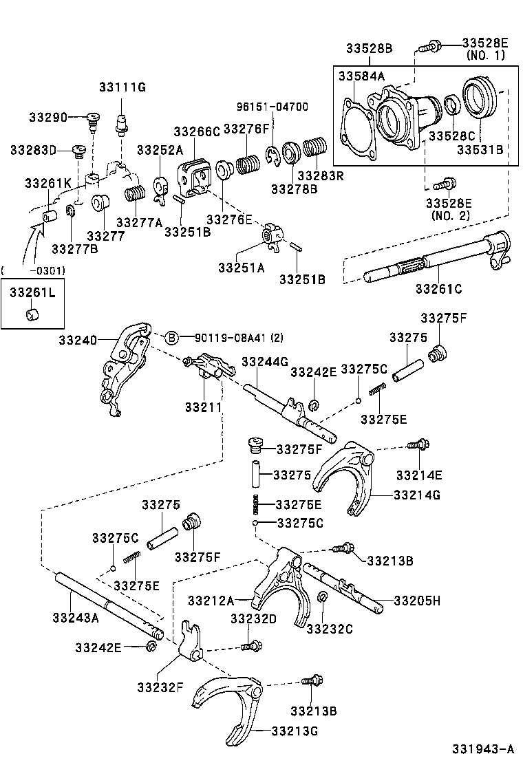 33261-12100 SHAFT, SHIFT & SELECT LEVER product image