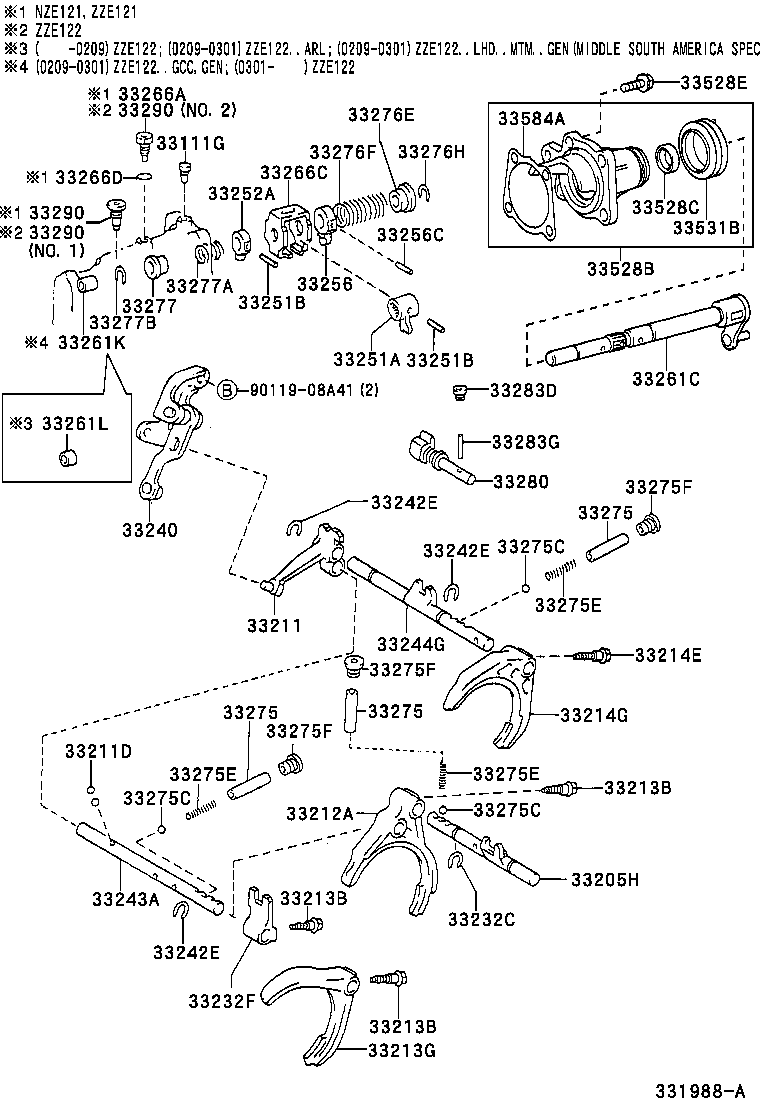 33261-12110 SHAFT, SHIFT & SELECT LEVER product image