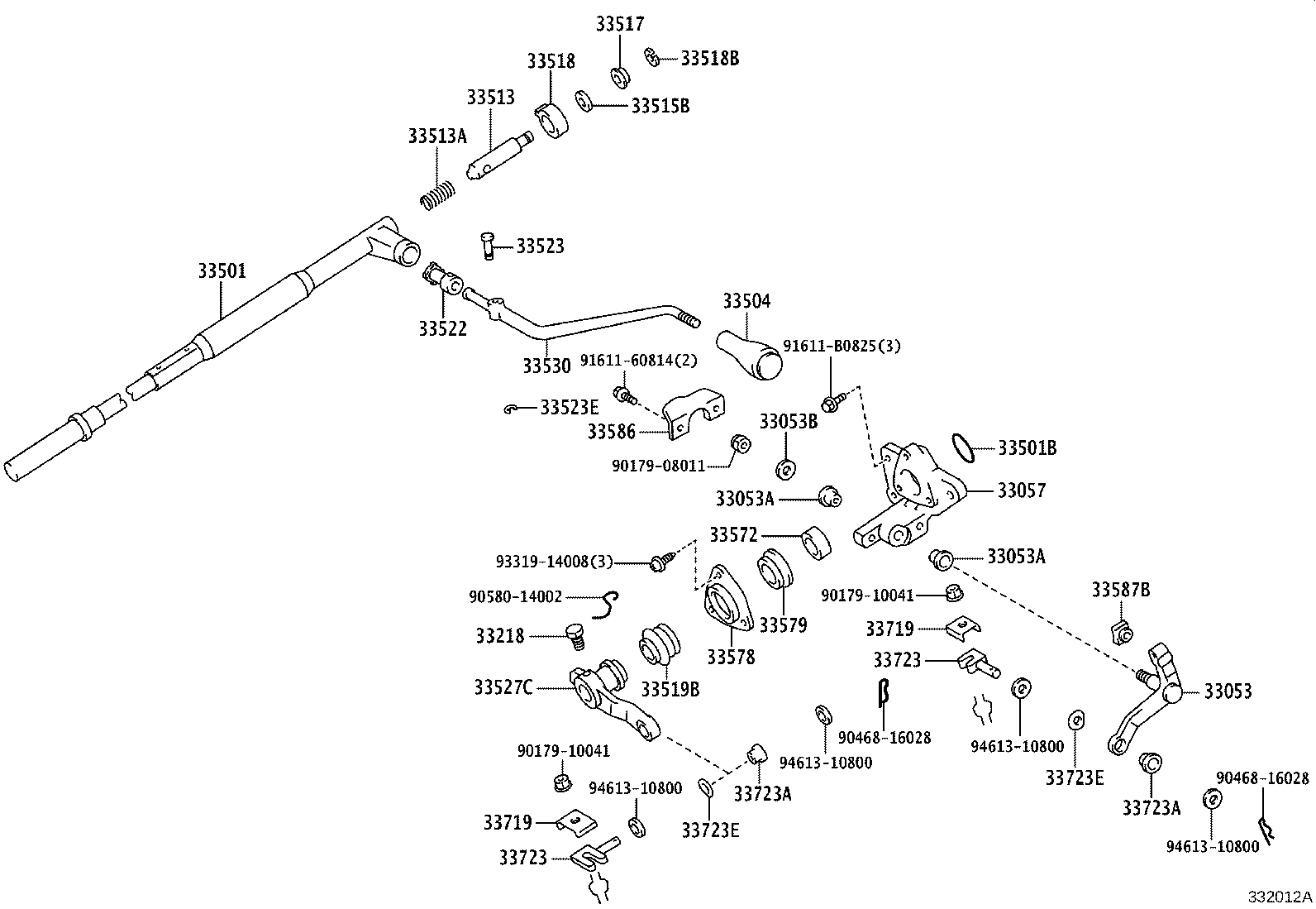 33501-43020 LEVER SUB-ASSY, COLUMN SHIFT product image