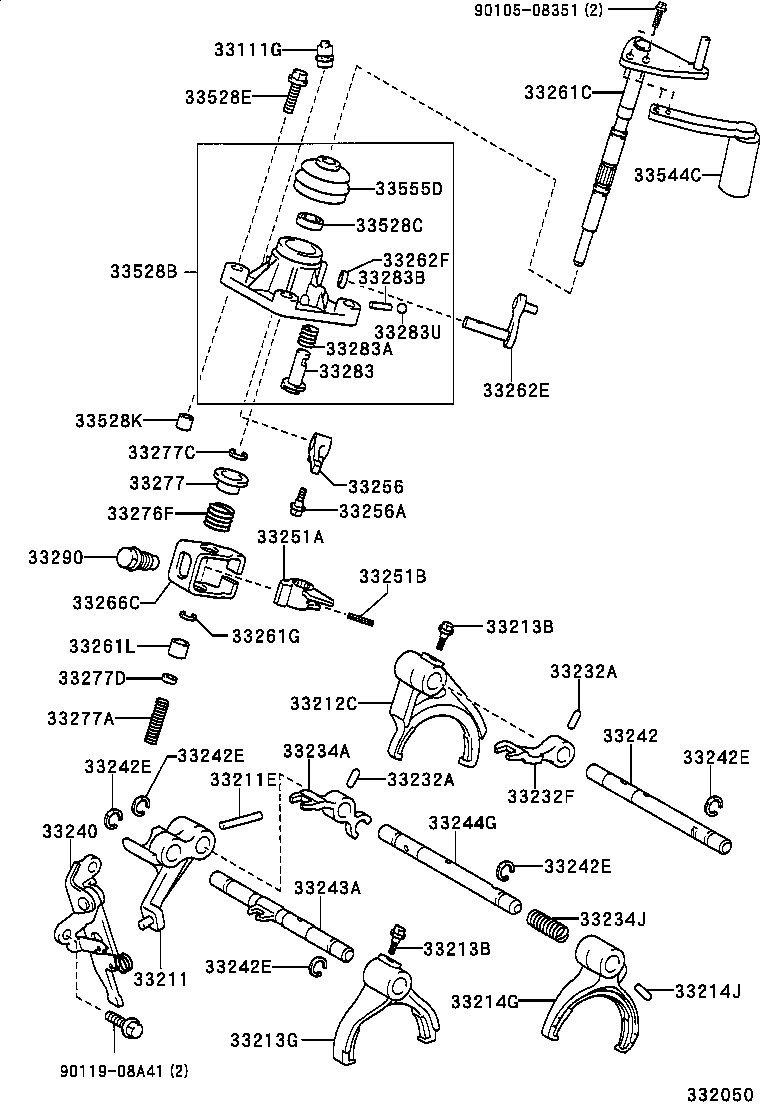 33243-52020 SHAFT, GEAR SHIFT FORK, NO.2 product image