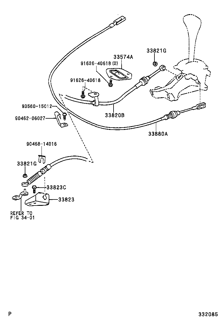 33821-52051 CABLE TRANSMISSION CONTROL SHIFT (FOR FLOOR SHIFT) product image