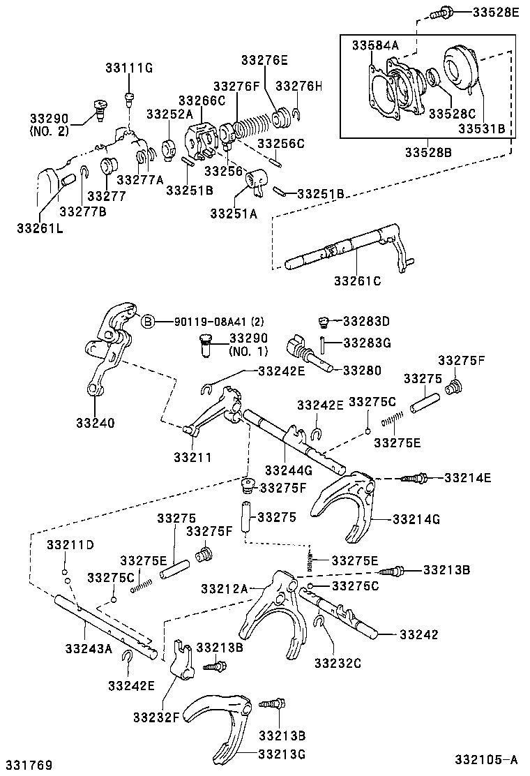 Toyota 33244-20070 SHAFT, GEAR SHIFT FORK, NO.3