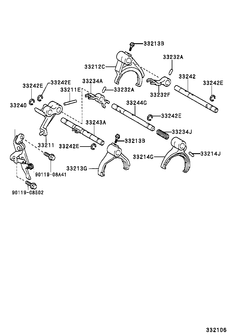 33243-52020 SHAFT, GEAR SHIFT FORK, NO.2 product image
